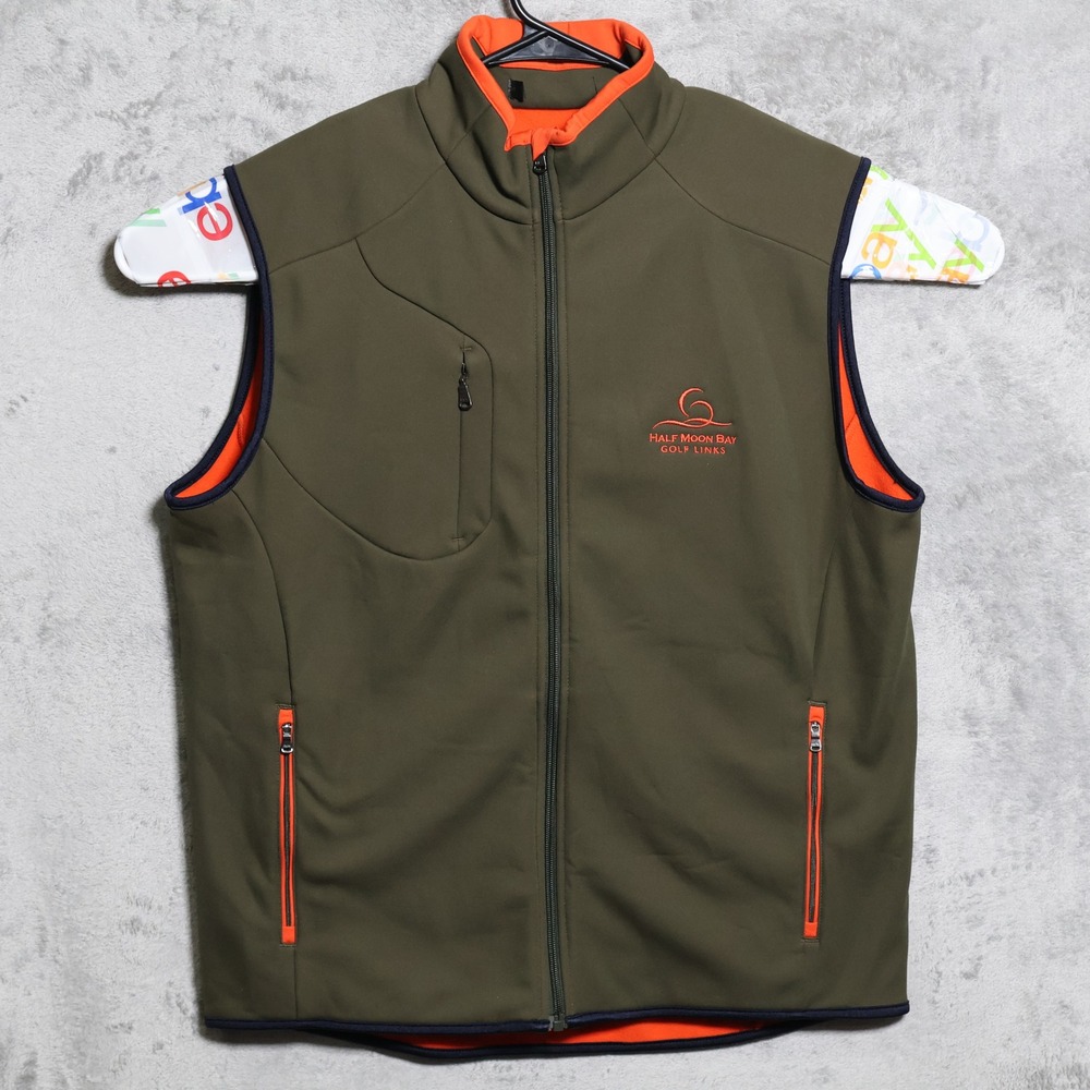 RLX Ralph Lauren Vest Mens Large Green Half Moon Bay Golf Links Softshell Fleece